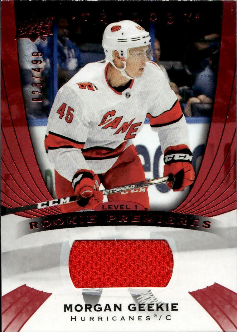 2020-21 Upper Deck Trilogy Hockey - Base - Red Foil Jersey :499 #58 Morgan Geekie - Carolina Hurricanes - A