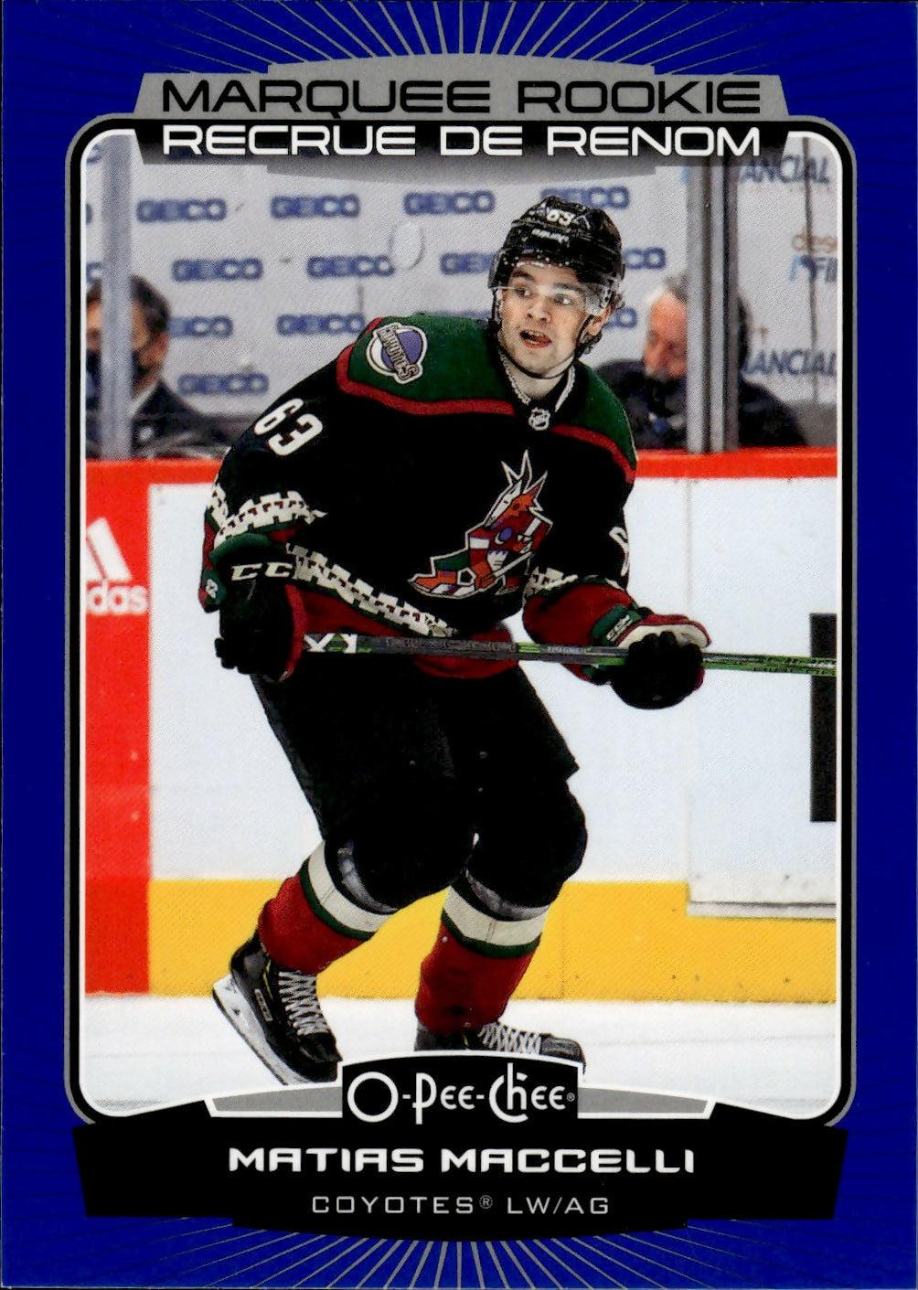 2022-23 Upper Deck O-Pee-Chee Hockey - Base - Blue - Marquee Rookie #555 Matias Maccelli - Arizona Coyotes