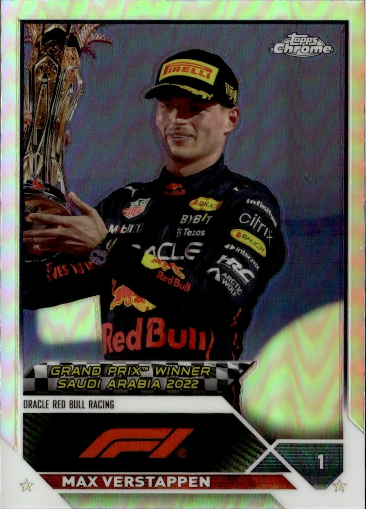 2023 Topps Chrome Formula 1 Base #145 - Grand Prix Winners - Refractor Max Verstappen - Oracle Red Bull Racing - A