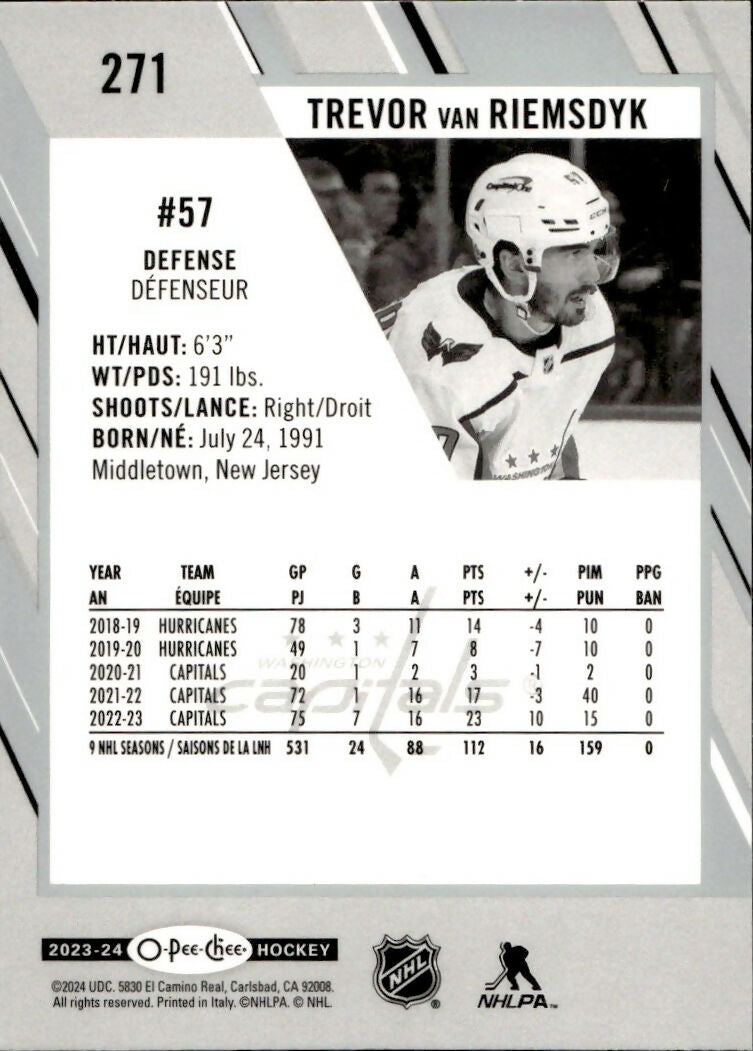 2023-24 Upper Deck O-Pee-Chee Hockey - Base #271 Trevor Van Riemsdyk - Washington Capitals - B