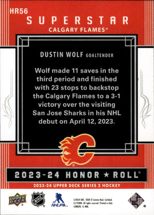 2023-24 Upper Deck Series 2 Hockey - Superstars #HR56 Dustin Wolf - Calgary Flames