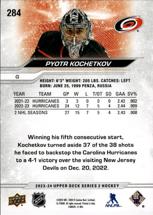 2023-24 Upper Deck Series 2 Hockey - Base #284 Pyotr Kochetkov - Carolina Hurricanes