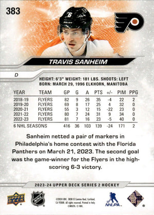 2023-24 Upper Deck Series 2 Hockey - Base #383 Travis Sanheim - Philadelphia Flyers - B