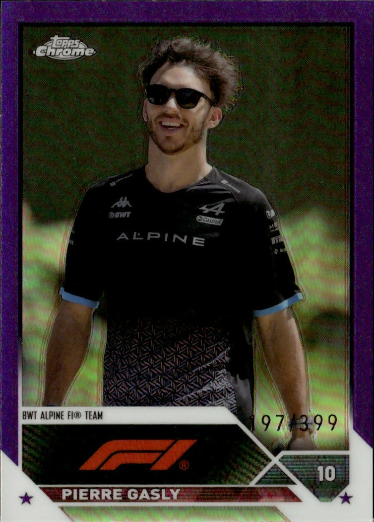 2023 Topps Chrome Formula 1 Base #53 - F1 Drivers - Refractor - Purple :399 Pierre Gasly - BWT Alpine F1 Team - A