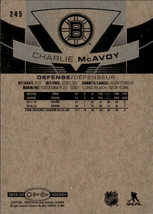 2019-20 Upper Deck O-Pee-Chee Hockey - Base - Blue #245 Charlie McAvoy - Boston Bruins