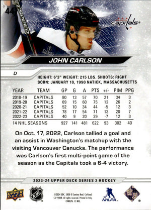 2023-24 Upper Deck Series 2 Hockey - Base #441 John Carlson - Washington Capitals