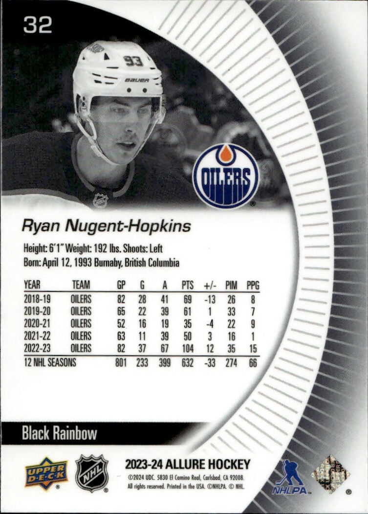 2023-24 Upper Deck Allure Hockey - Base - Black Rainbow #32 Ryan Nugent-Hopkins - Edmonton Oilers - B