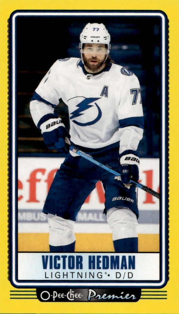 2021-22 Upper Deck O-Pee-Chee Hockey - Premier Tallboys - Yellow #P-21 Victor Hedman - Tampa Bay Lightning - A