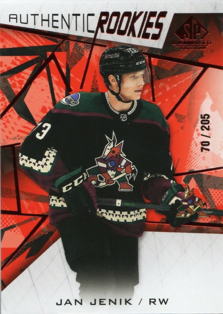 2021-22 Upper Deck SP Game Used Hockey - Base - Red Fragment - Authentic Rookies :205 #148 Jan Jenik - Arizona Coyotes - A