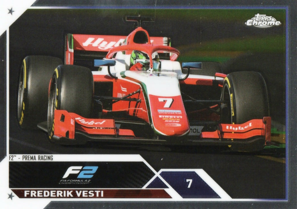2023 Topps Chrome Formula 1 Base #122 - F2 Cars Frederik Vesti - F2 Prema Racing - A