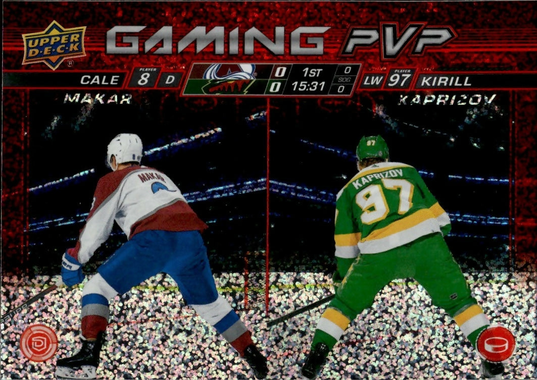 2024-25 Upper Deck Series 1 Hockey - Gaming PVP - Speckle #GPVP-13 Cale Makar:Kirill Kaprizov - Colorado Avalanche:Minnesota Wild - A