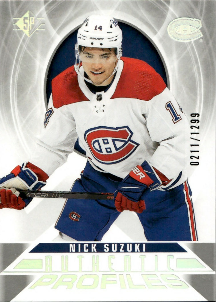2020-21 Upper Deck SP Authentic Hockey - Authentic Profiles /1299 #AP-10 Nick Suzuki - Montreal Canadiens