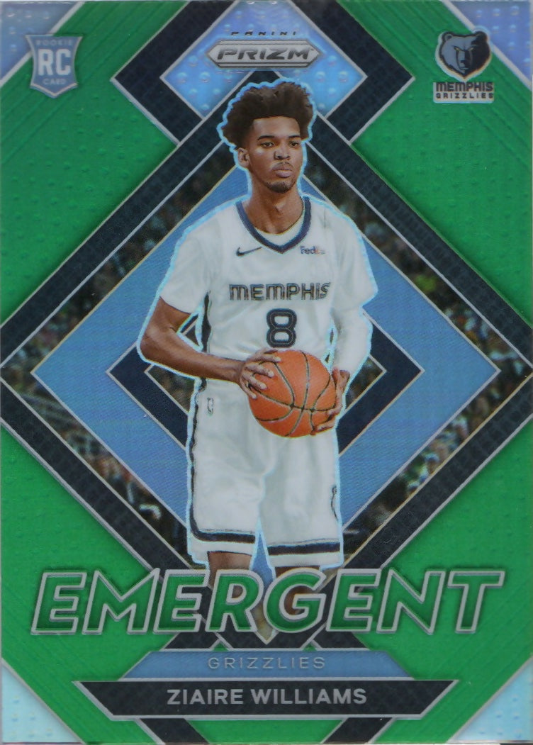 2021-22 Panini Prizm Basketball - Emergent - Green # 20 Ziaire Williams - Memphis Grizzlies