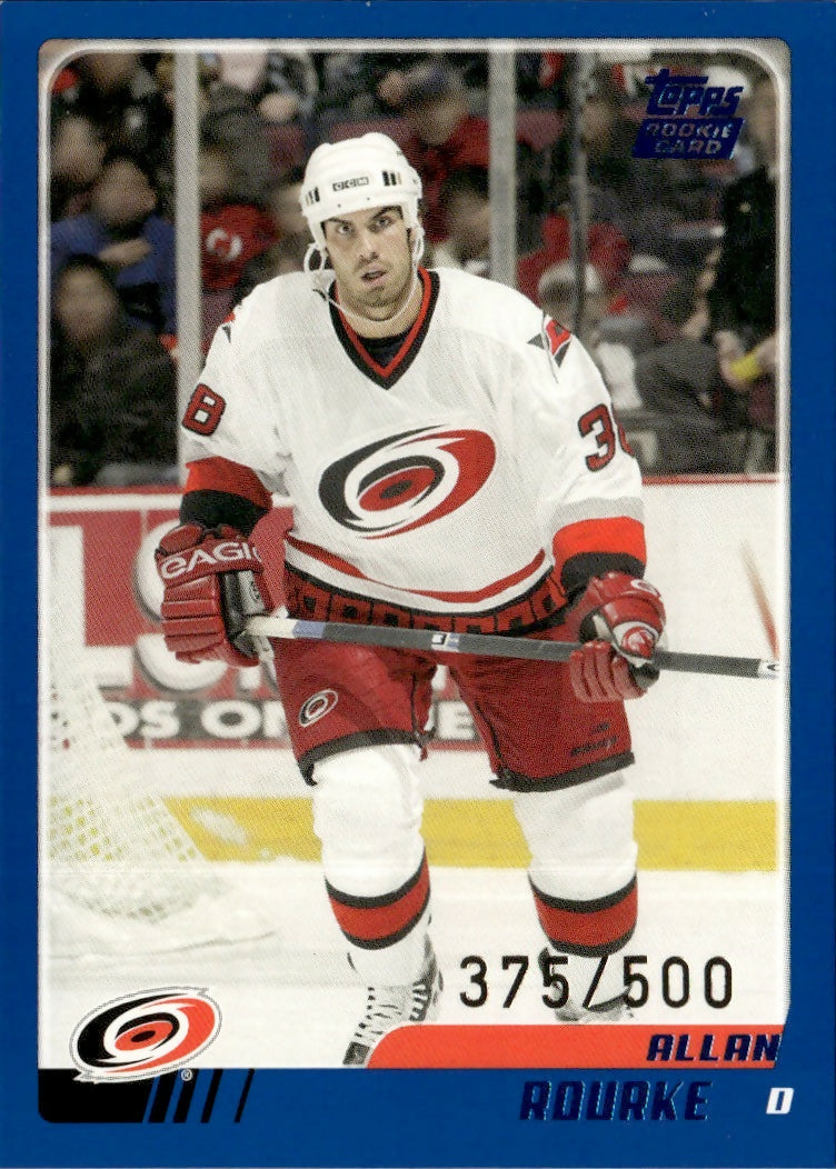 2003-04 Topps Traded - Base - Blue :500 #TT92 Allan Rourke - Carolina Hurricanes - A