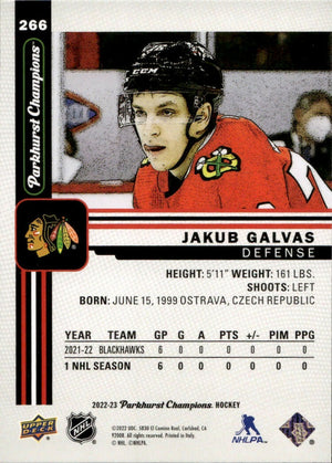2022-23 Upper Deck Parkhurst Champions - Base #266 Jakub Galvas - Chicago Blackhawks - B