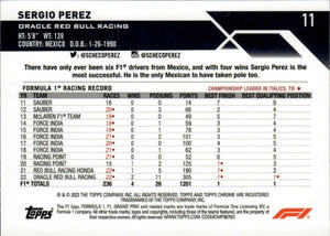 2023 Topps Chrome Formula 1 Base #011 - F1 Driver - Refractor - Green Raywave Sergio Perez - Oracle Red Bull Racing - B