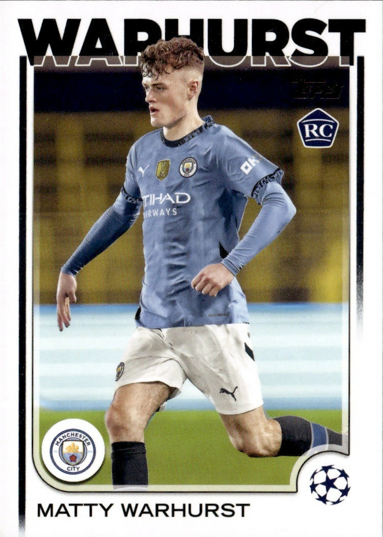 2024-25 Topps UEFA Club Competitions - Base #92 Matty Warhurst - Manchester City - A