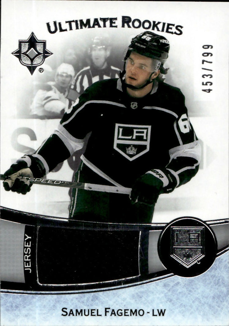 2022-23 Upper Deck Ultimate Hockey - Base - Ultimate Rookies - Patch :799 #130 Samuel Fagemo - Los Angeles Kings - A