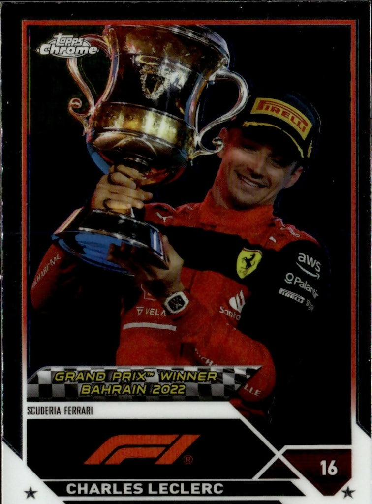 2023 Topps Chrome Formula 1 Base #144 - Grand Prix Winners Charles LeClerc - Scuderia Ferrari - A