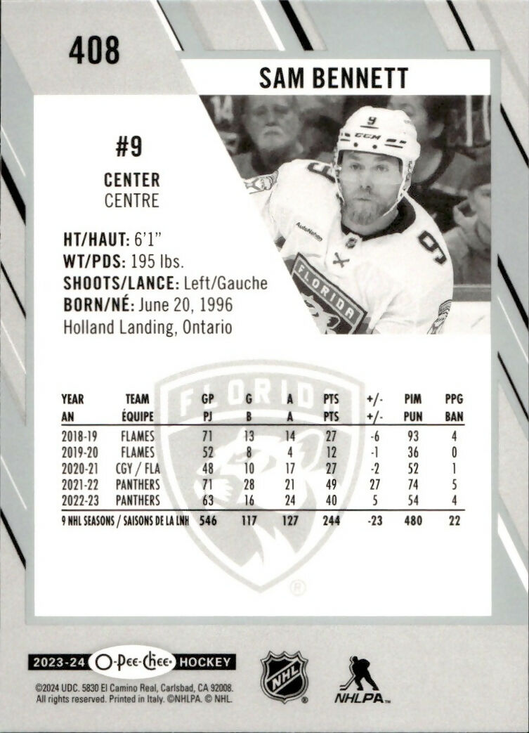 2023-24 Upper Deck O-Pee-Chee Hockey - Base #408 Sam Bennett - Florida Panthers