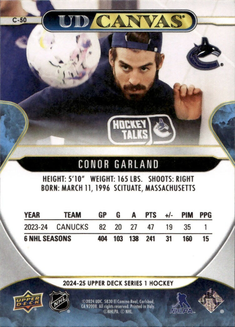 2024-25 Upper Deck Series 1 Hockey - UD Canvas #C-50 Conor Garland - Vancouver Canucks - B