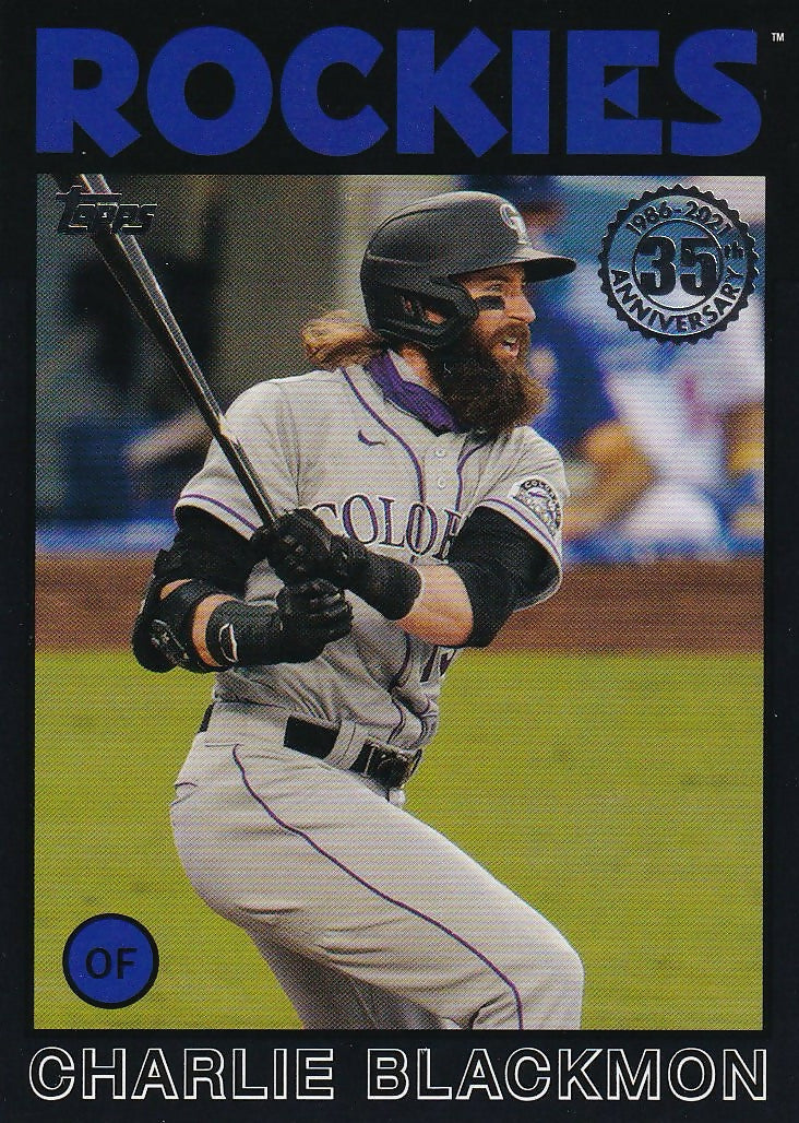 2021 Topps 1986 Topps Baseball 35th Anniversary Black (Series 2) #86B-26 Charlie Blackmon Colorado Rockies