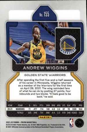 2021-22 Panini Prizm Basketball - Base # 155 Andrew Wiggins - Golden State Warriors