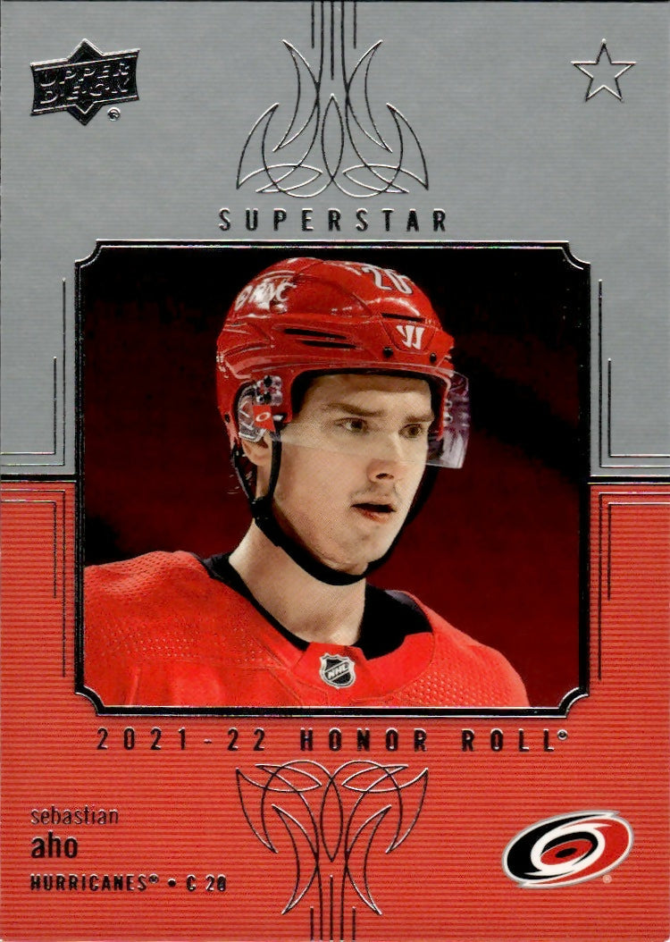 2021-22 Upper Deck Series 1 - Honor Roll #HR-29 Sebastian Aho - Carolina Hurricanes - A