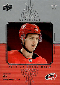 2021-22 Upper Deck Series 1 - Honor Roll #HR-29 Sebastian Aho - Carolina Hurricanes - A