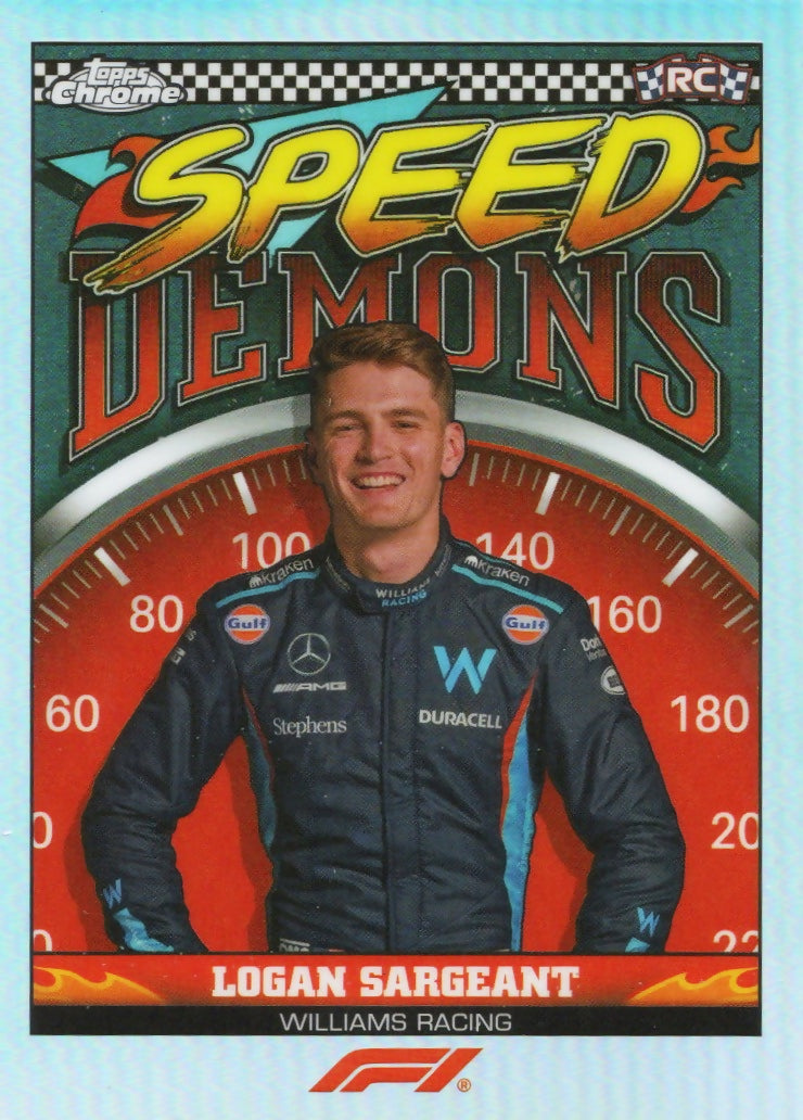 2023 Topps Chrome Formula 1 Speed Demons #SD-LS Logan Sargeant - Williams Racing - A