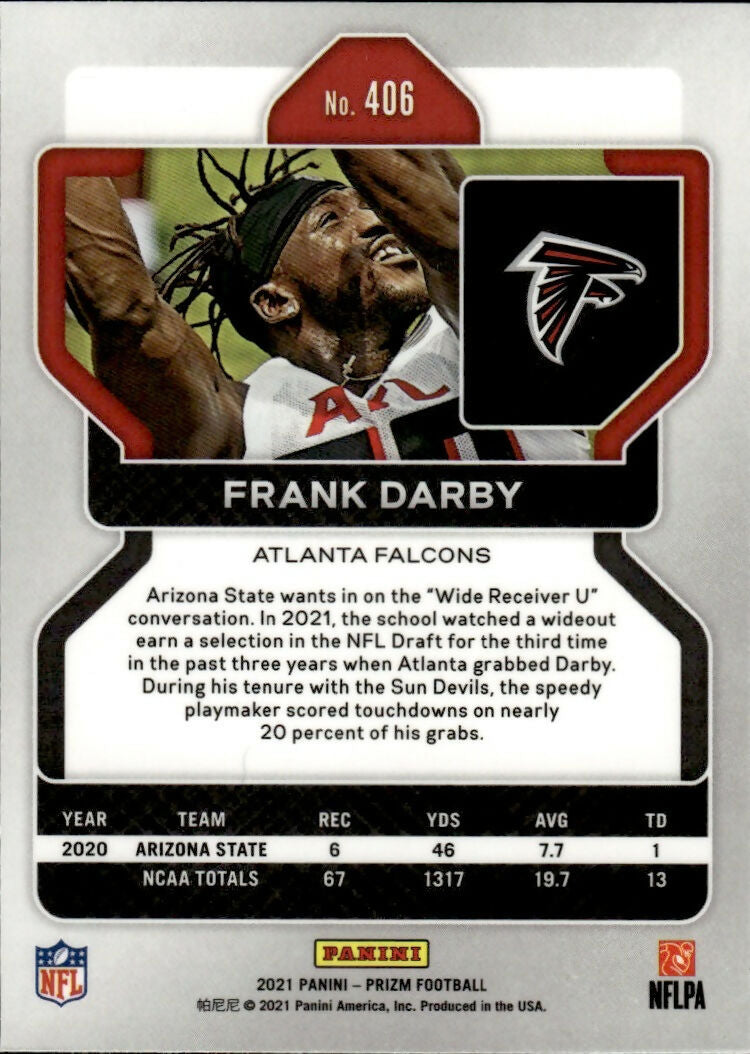 2021 Panini Prizm Football Base #406 Frank Darby RC Atlanta Falcons - B