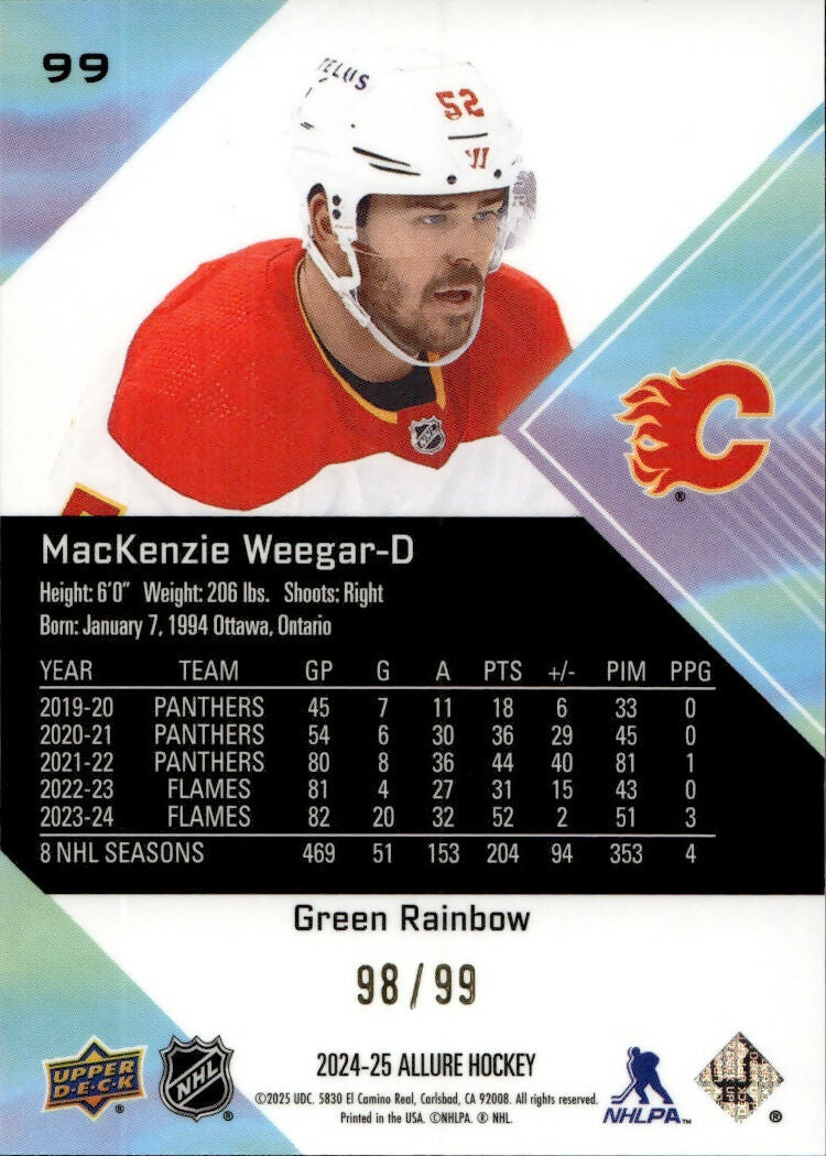 2024-25 Upper Deck Allure Hockey - Base - Green Rainbow :99 #99 MacKenzie Weegar - Calgary Flames - B