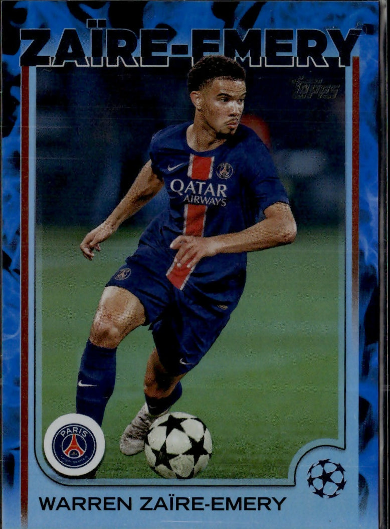 2024-25 Topps UEFA Club Competitions - Base - Blue Foilboard #197 Warren Zaire-Emery - Paris Saint-Germain - A