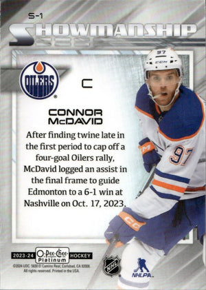 2023-24 Upper Deck O-Pee Chee Platinum Hockey - Showmanship #S-1 Connor McDavid - Edmonton Oilers - B