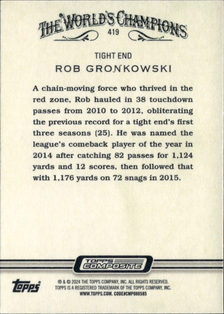 2023 Topps Composite #419 Rob Gronkowski New England Patriots