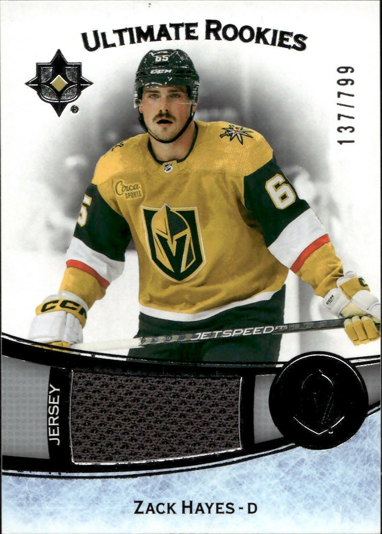 2022-23 Upper Deck Ultimate Collection Hockey - Base - Jersey - Rookies :799 #145 Zack Hayes - Vegas Golden Knights - A