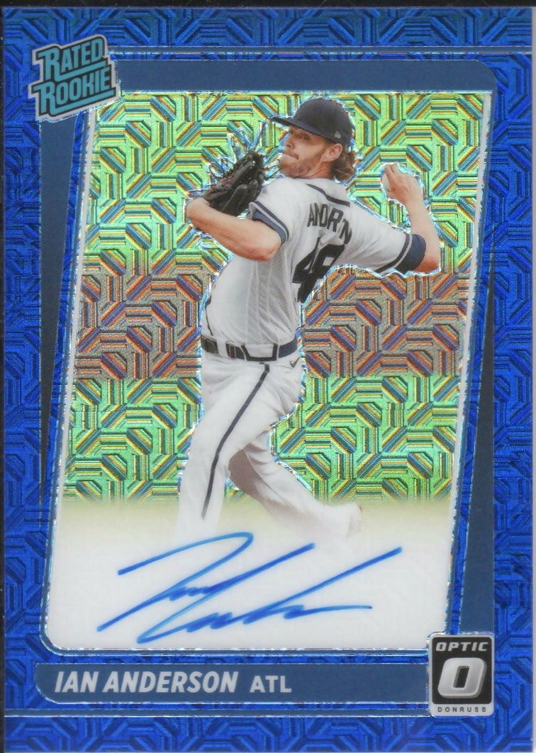 2021 Panini Donruss Optic Baseball - Rated Rookie Signatures - Blue Mojo #RRS-IA Ian Anderson - Atlanta Braves - A