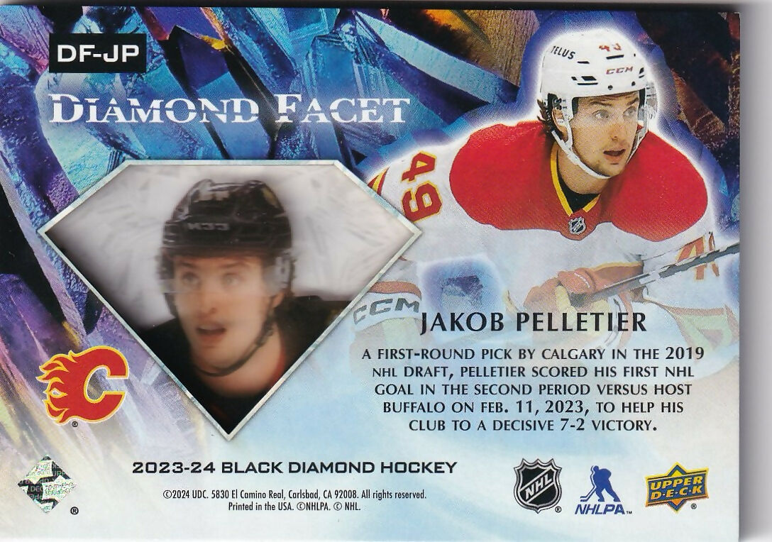 2023-24 Upper Deck Black Diamond Hockey - Diamond Facet #DF-JP Jakob Pelletier - Calgary Flames - B