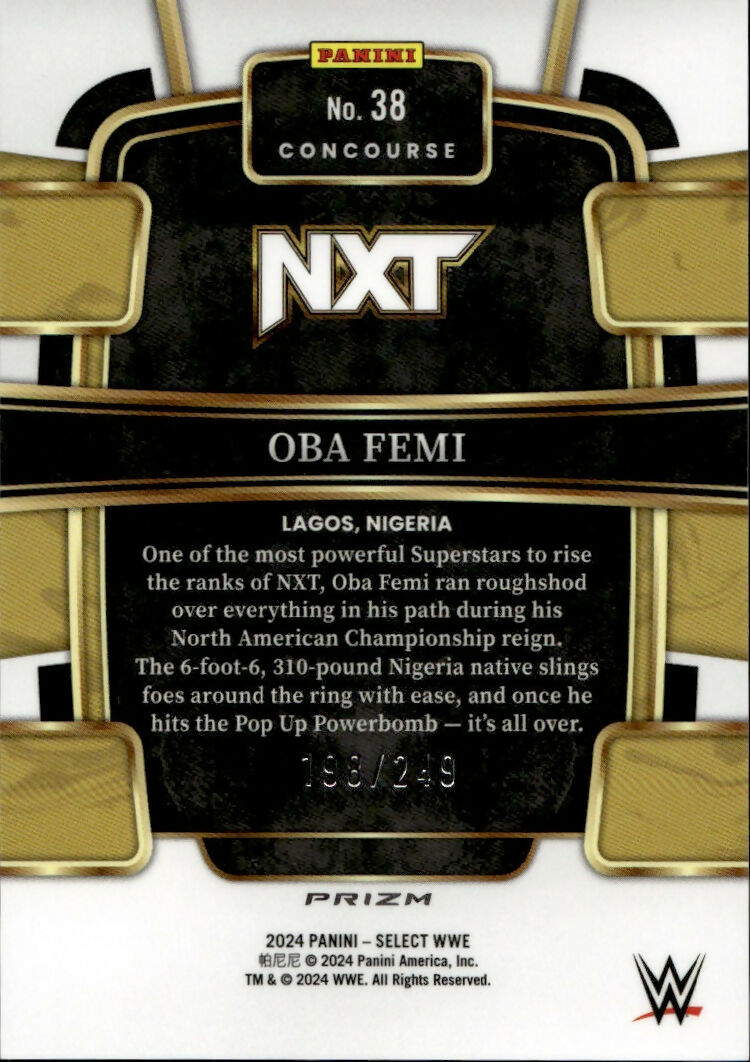 2024 Panini Select WWE - Concourse - Light Blue Prizm:249 #38 Oba Femi - B