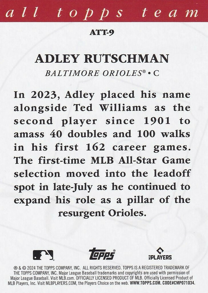 2024 Topps 2023 All Topps Team #ATT-9 Adley Rutschman Baltimore Orioles