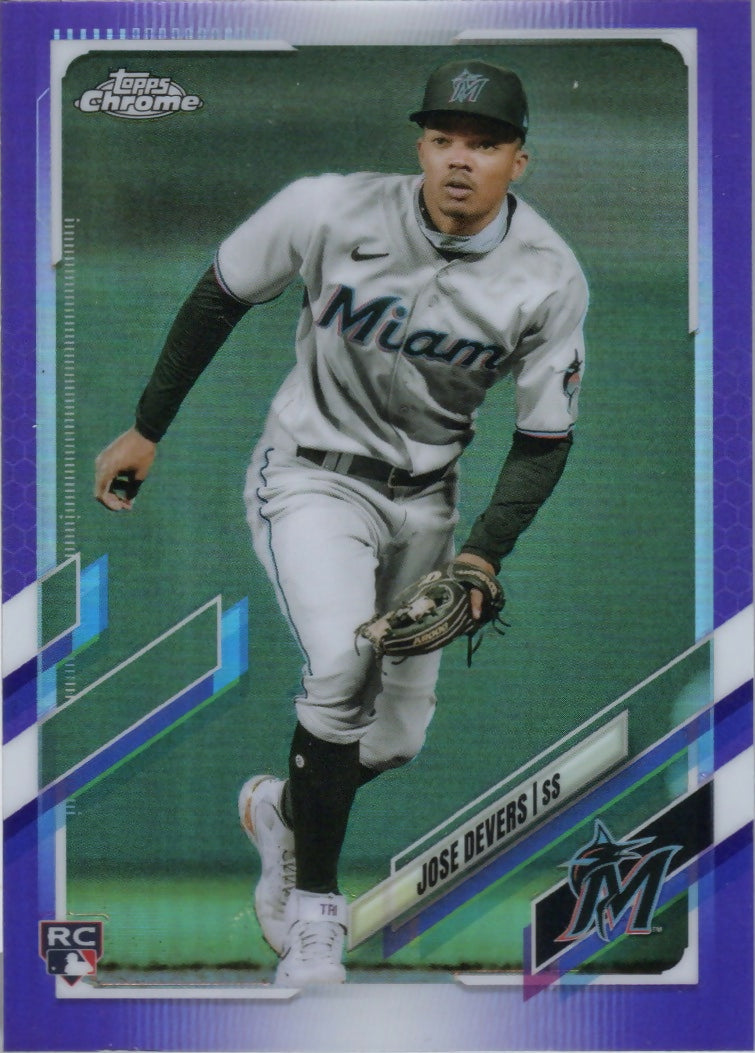 2021 Topps Chrome Update Series Baseball - Target [Base] - Purple Refractor #USC53 Jose Devers - Miami Marlins - F