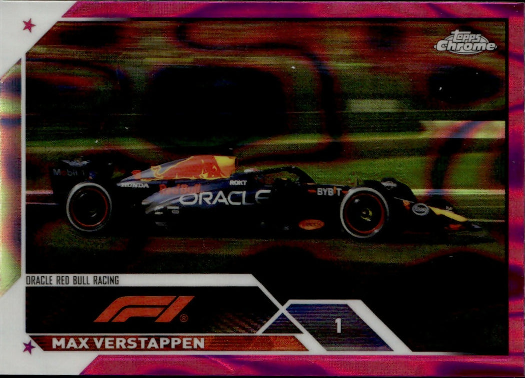 2023 Topps Chrome Formula 1 Base #004 - F1 Drivers - Refractor - Pink Lava :250 Max Verstappen - Oracle Red Bull Racing - A