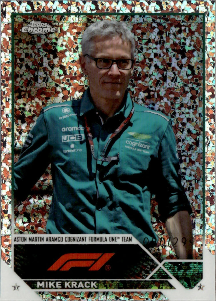 2023 Topps Chrome Formula 1 Base #94 - F1 Crew Team - Refractor - Mini Diamond Mike Krack - Aston Martin Aramco Cognizant Formula One Team - A