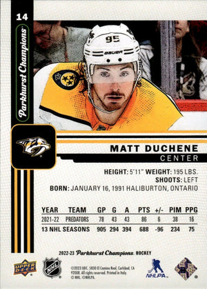 2022-23 Upper Deck Parkhurst Champions - Base #14 Matt Duchene - Nashville Predators