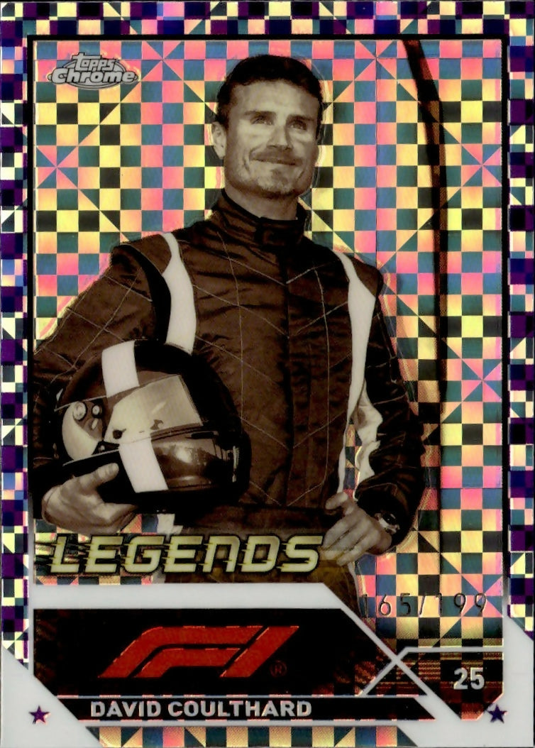 2023 Topps Chrome Formula 1 Base #200 - Legends - Purple Checker Flag X-factor :199 David Coulthard - A