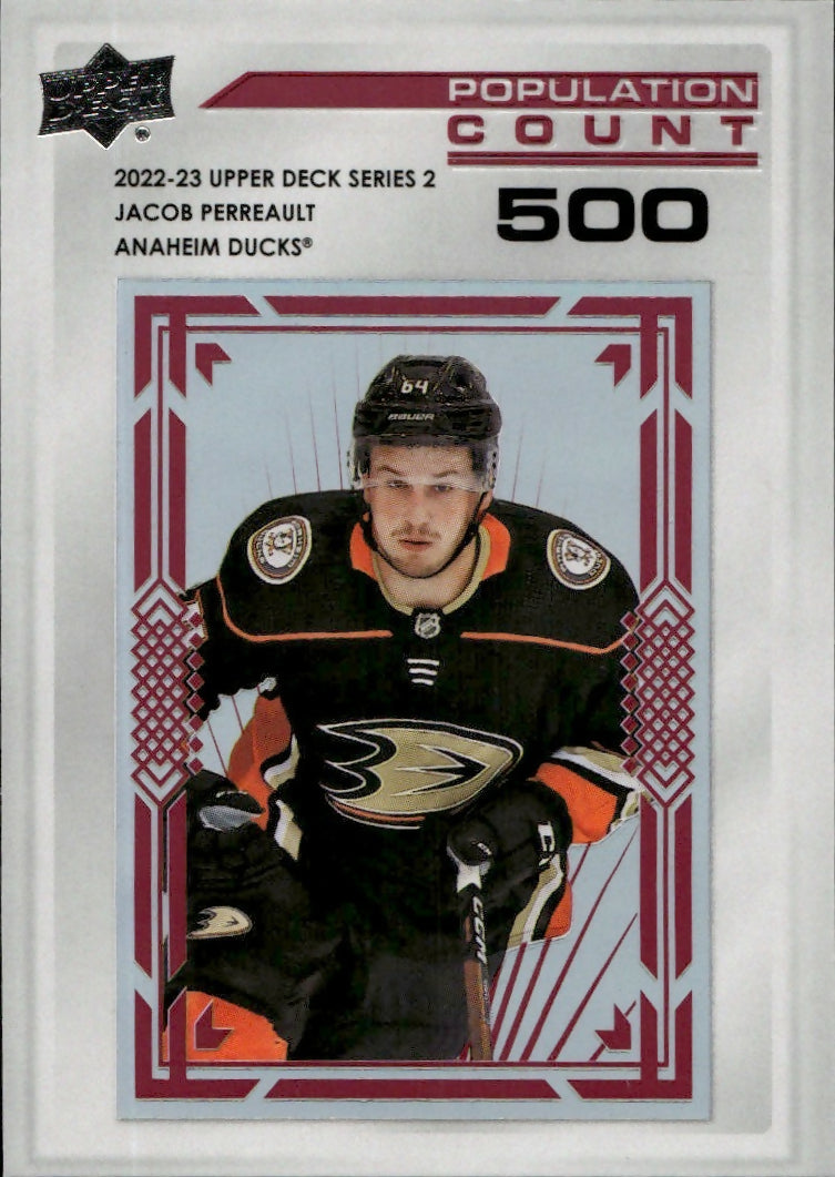2022-23 Upper Deck Series 2 Hockey - Population Count - 500 #PC-54 Jacob Perreault - Anaheim Ducks - A