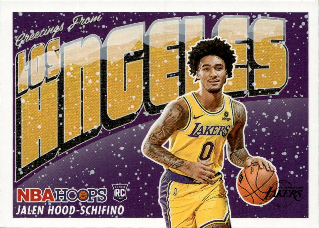 2023-24 Panini Hoops Basketball - Rookie Greetings #6 Jalen Hood-Schifino - Los Angeles Lakers - A