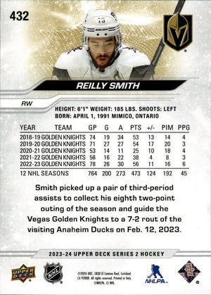 2023-24 Upper Deck Series 2 Hockey - Base #432 Reilly Smith - Vegas Golden Knights - B