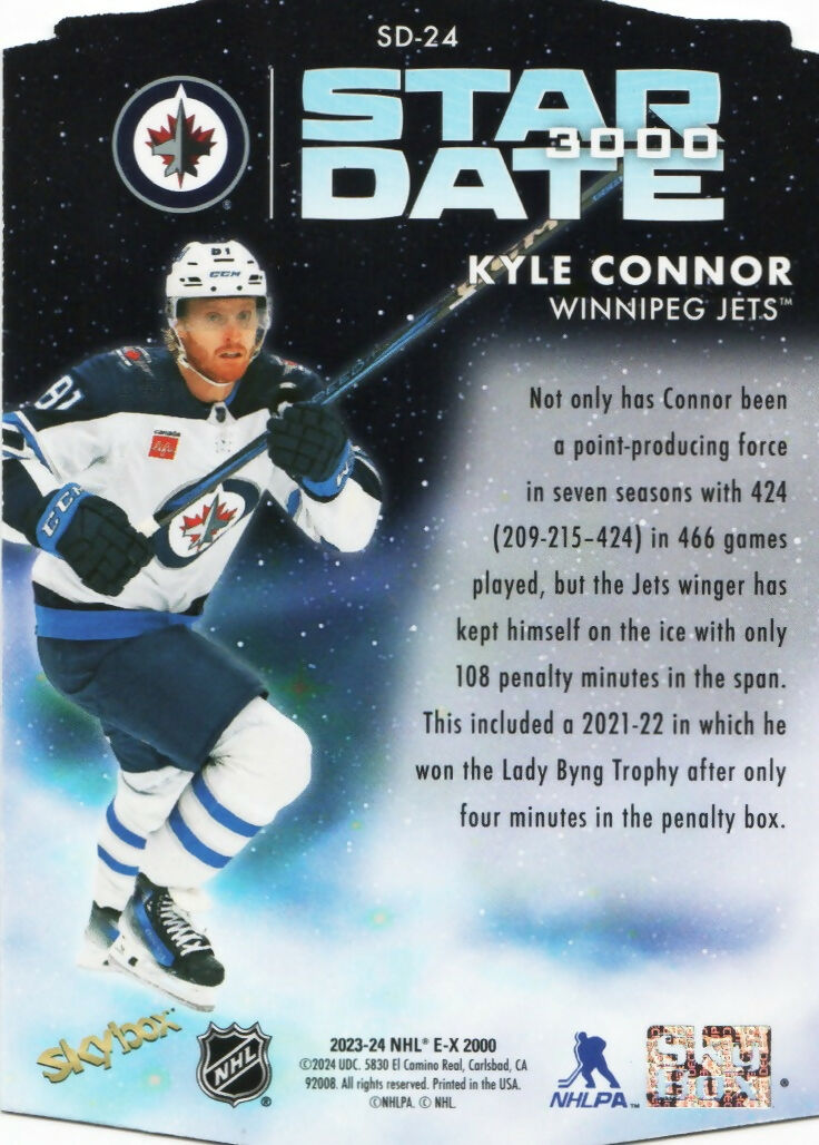 2023-24 Upper Deck SkyBox E-X 2000 - Star Date #SD-24 Kyle Connor - Winnipeg Jets - B