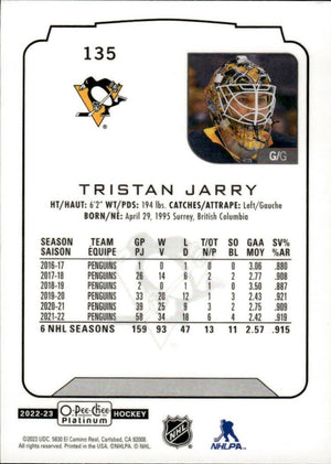 2022-23 Upper Deck O-Pee-Chee Platinum Hockey - Base #135 Tristan Jarry - Pittsburgh Penguins